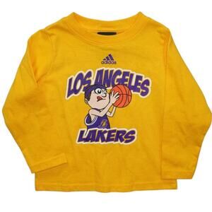 Vintage Adidas NBA Los Angeles Lakers Toddler Shirt Sz 2T Deadstock Long Sleeve